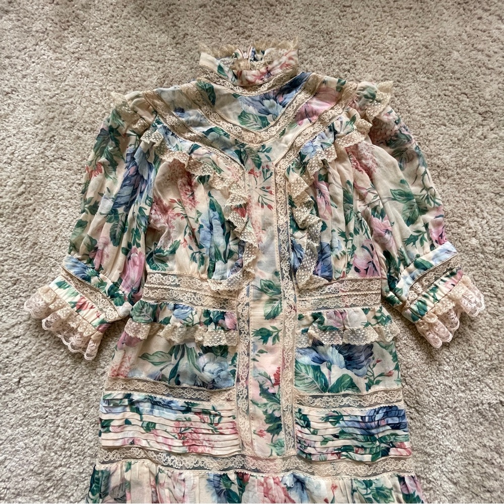Zimmermann Multicolor Floral Midi Dress size 1 - Picture 4 of 13